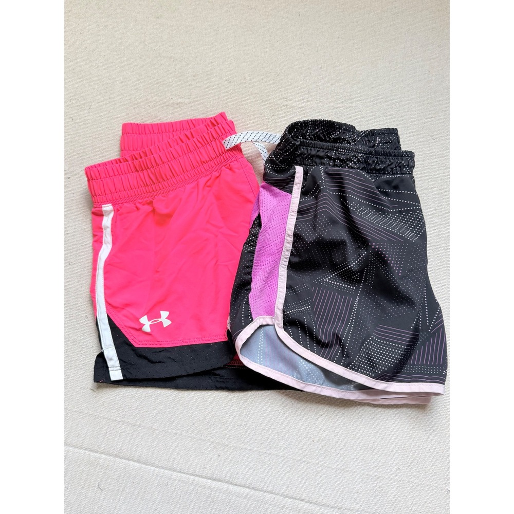 Girls Under Armour & Old Navy Active Running Shorts Bundle Pink Black XL 14